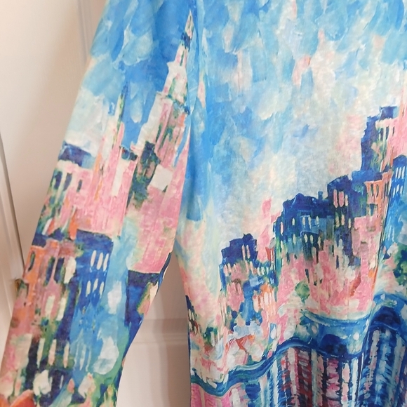 Like New FDJ French Dressing Jeans Top Multi Color 3/4 Length Sleeves artsy - Picture 5 of 7